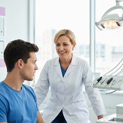 Patient consulting with a dentist about tooth pain