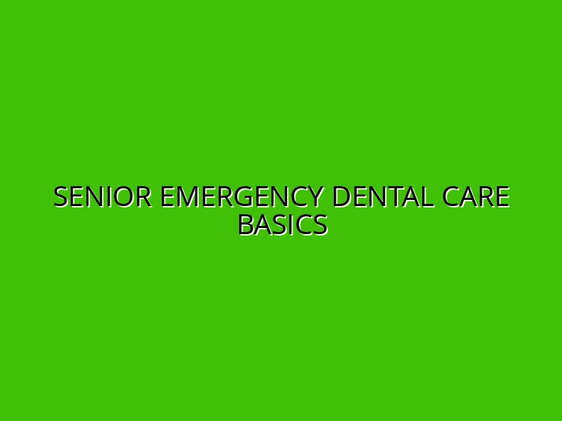 Senior Emergency Dental Care Basics