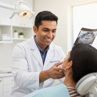 Dentist and patient having open communication